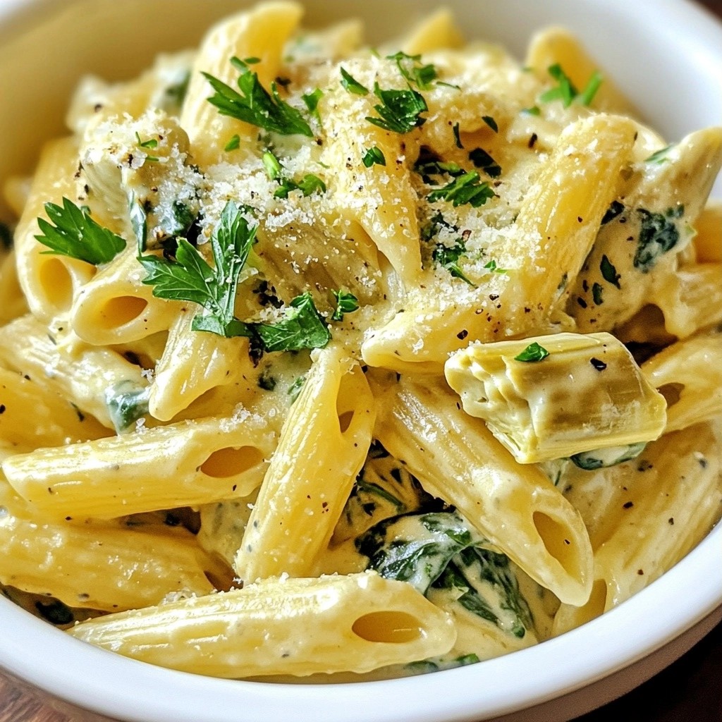 Cremige Pressure Cooker Spinach Artichoke Pasta genießen