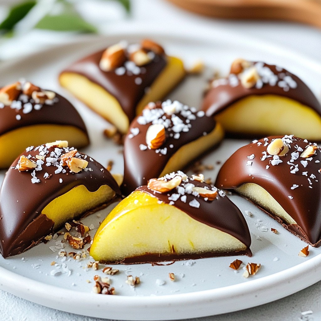 Schokoladenüberzogene Apfel-Schnitze Einfach und Lecker