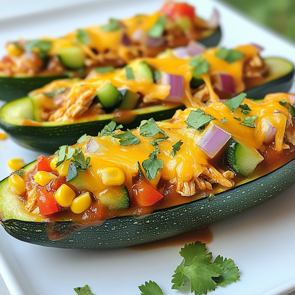BBQ Chicken Stuffed Zucchini Einfach und Lecker