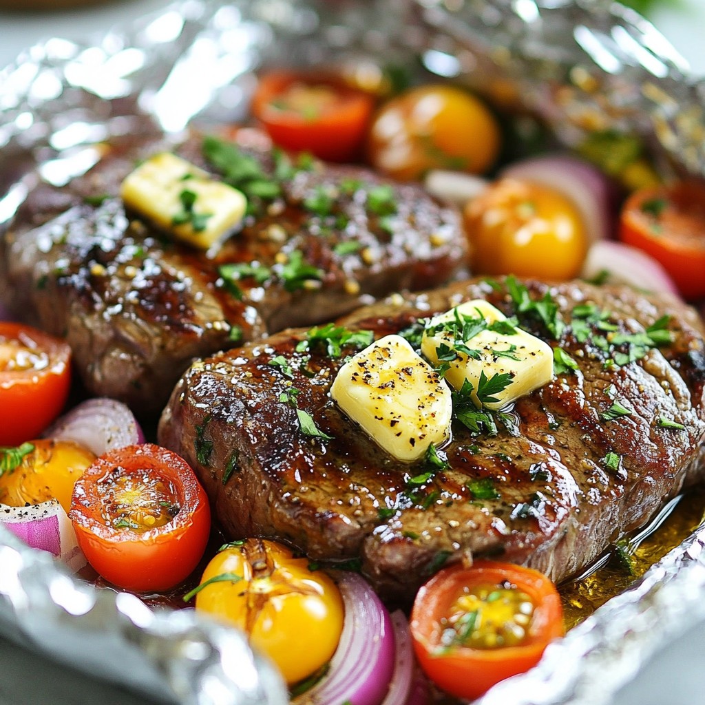 Knoblauchbutter Kräutersteak Folienpackungen Einfaches Rezept