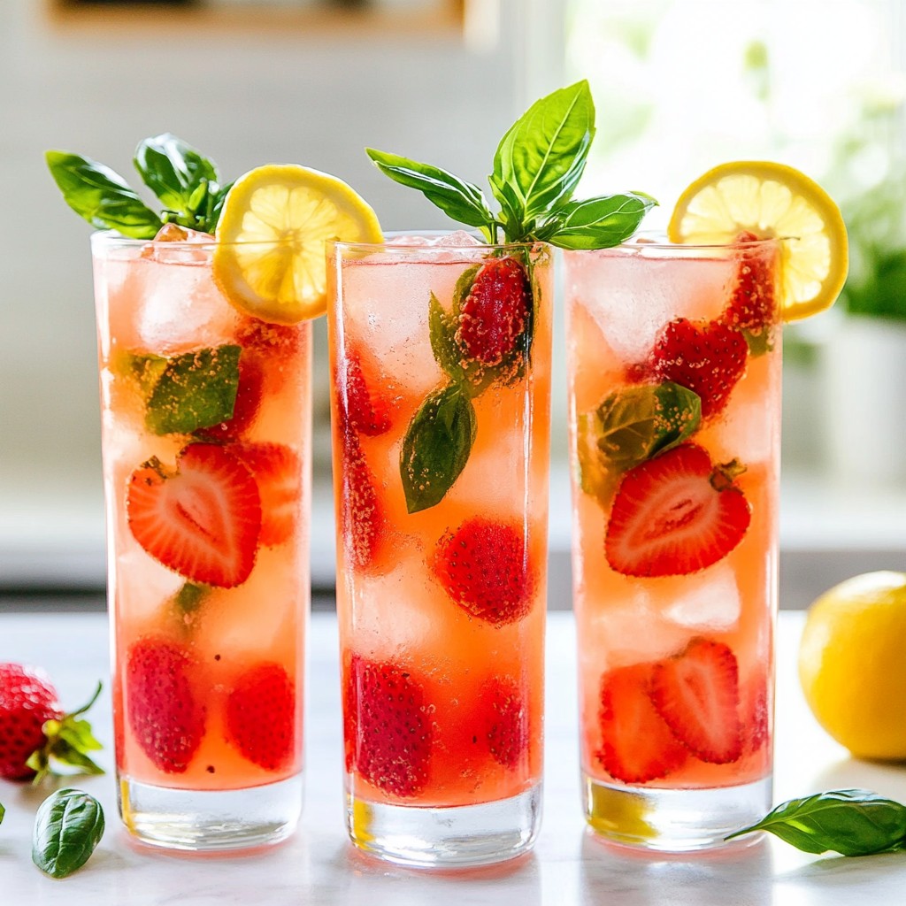 Strawberry Basil Lemonade Frisch und Erfrischend