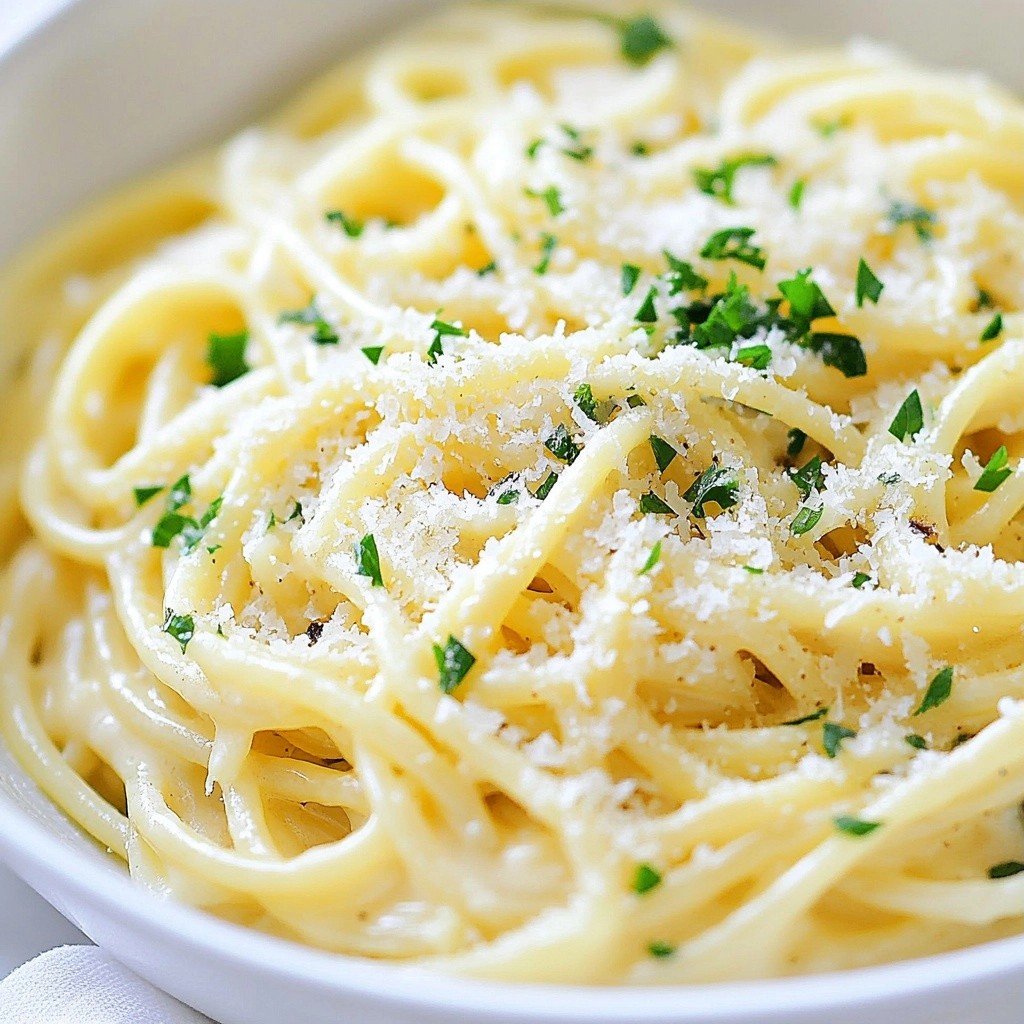Cremige Instant Pot Knoblauch Alfredo Spaghetti kochen