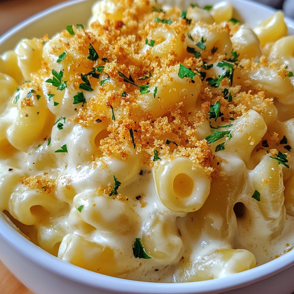 Creamy Garlic White Cheddar Mac Köstliche Verführung