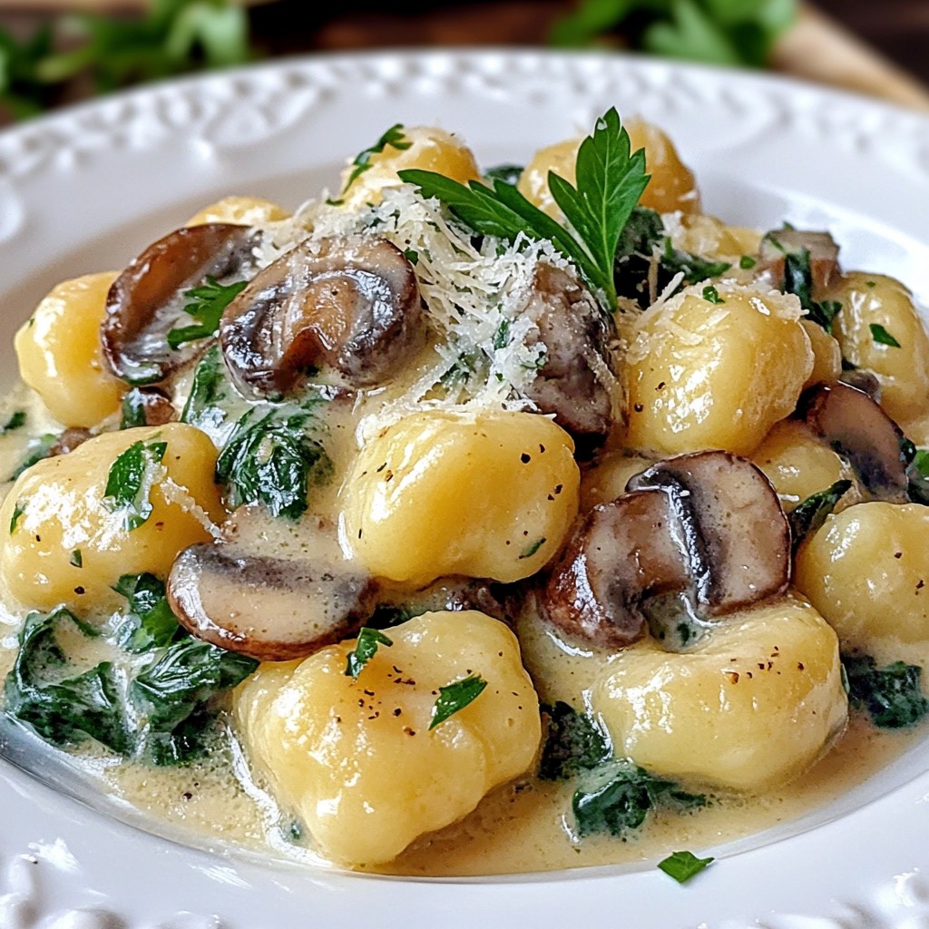 Cremige Pilz-Spinat-Gnocchi Einfaches Rezept für Genießer