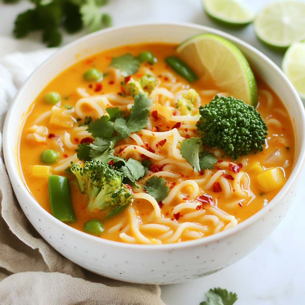 Kokos-Curry-Nudelsuppe Einfache und köstliche Speise