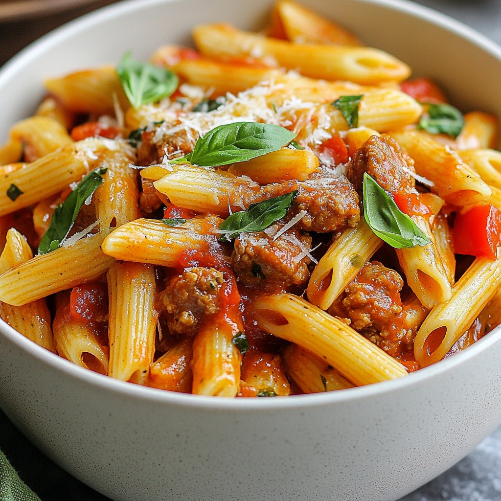 Garlicky Instant Pot Sausage Penne Schnelle Köstlichkeit