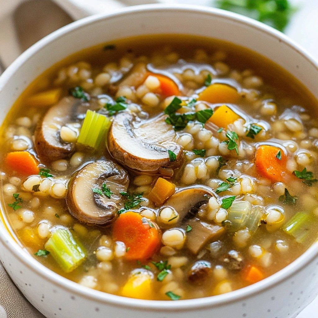 Savory Instant Pot Mushroom Barley Soup Rezept