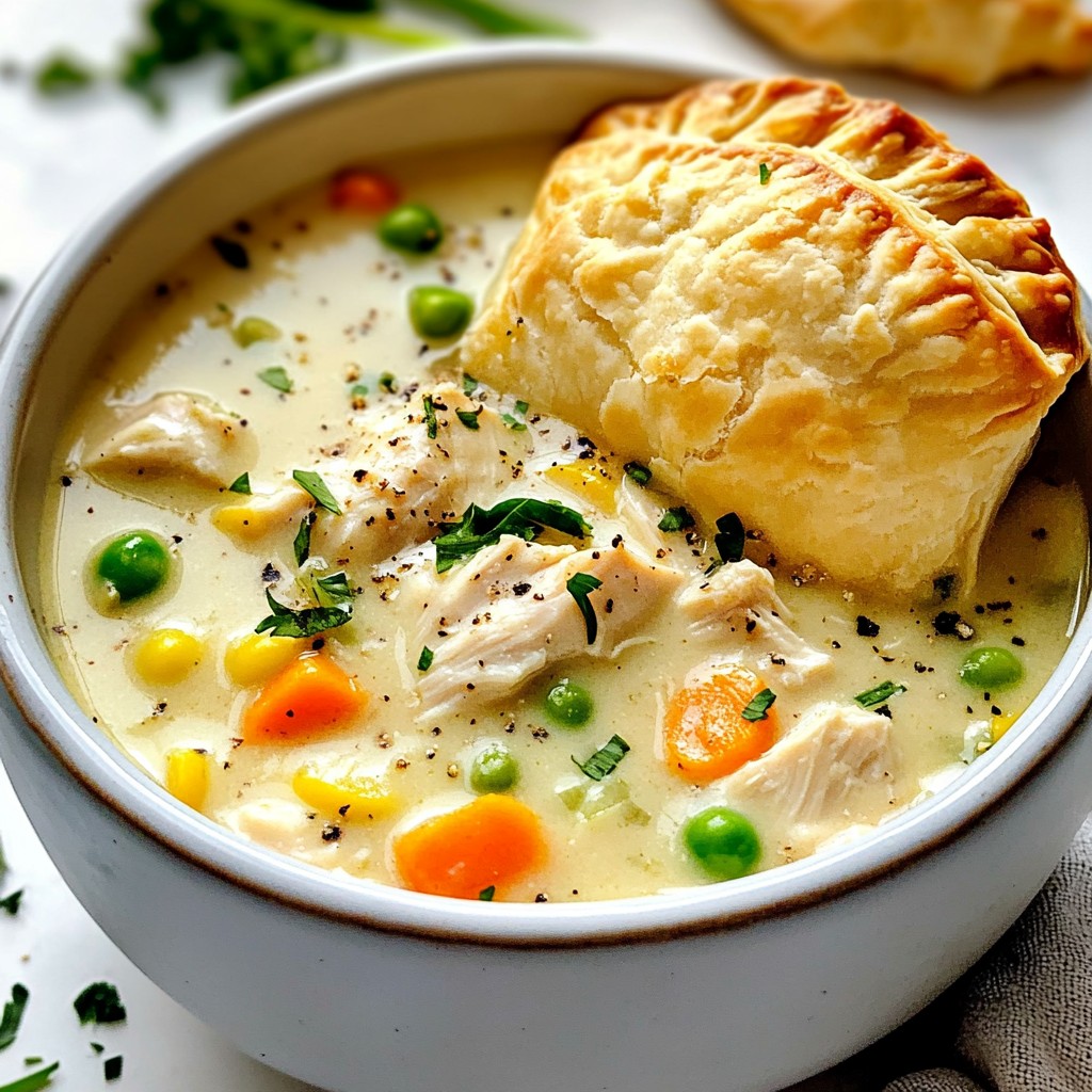 Cremige Hühnchen Topf-Pie Suppe Einfache und Leckereien