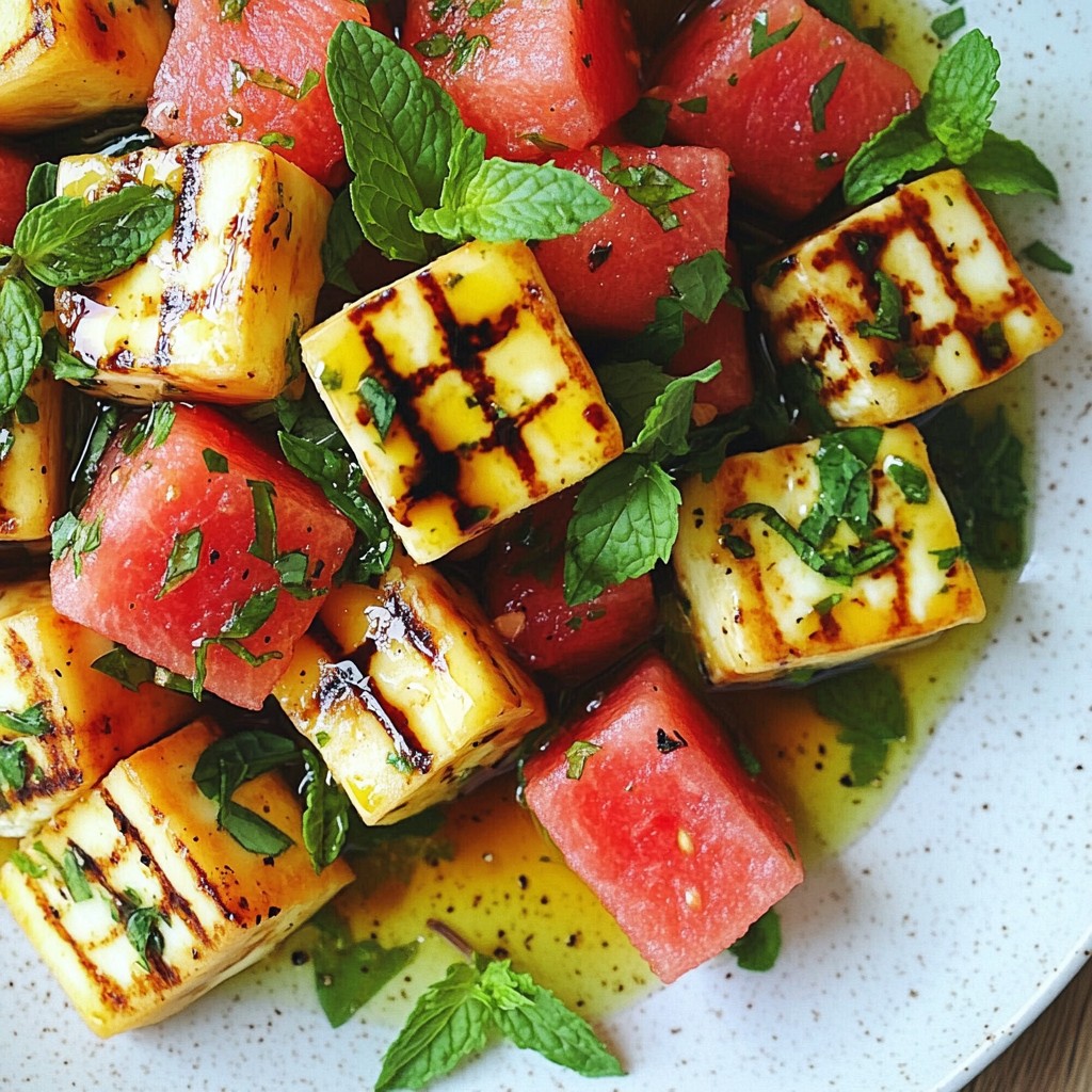 Haloumi & Watermelon Mint Salad Frisch und Lecker