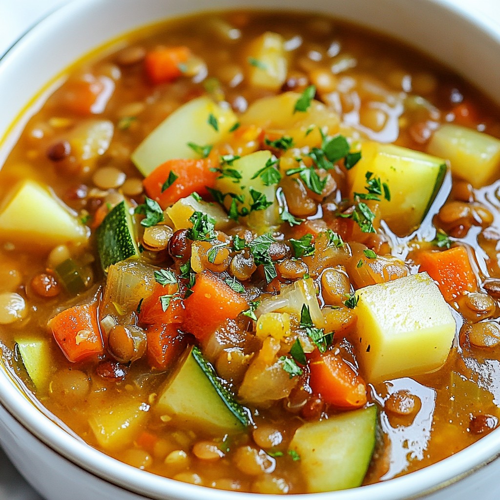 Beruhigende Instant Pot Linsen- und Gemüsesuppe