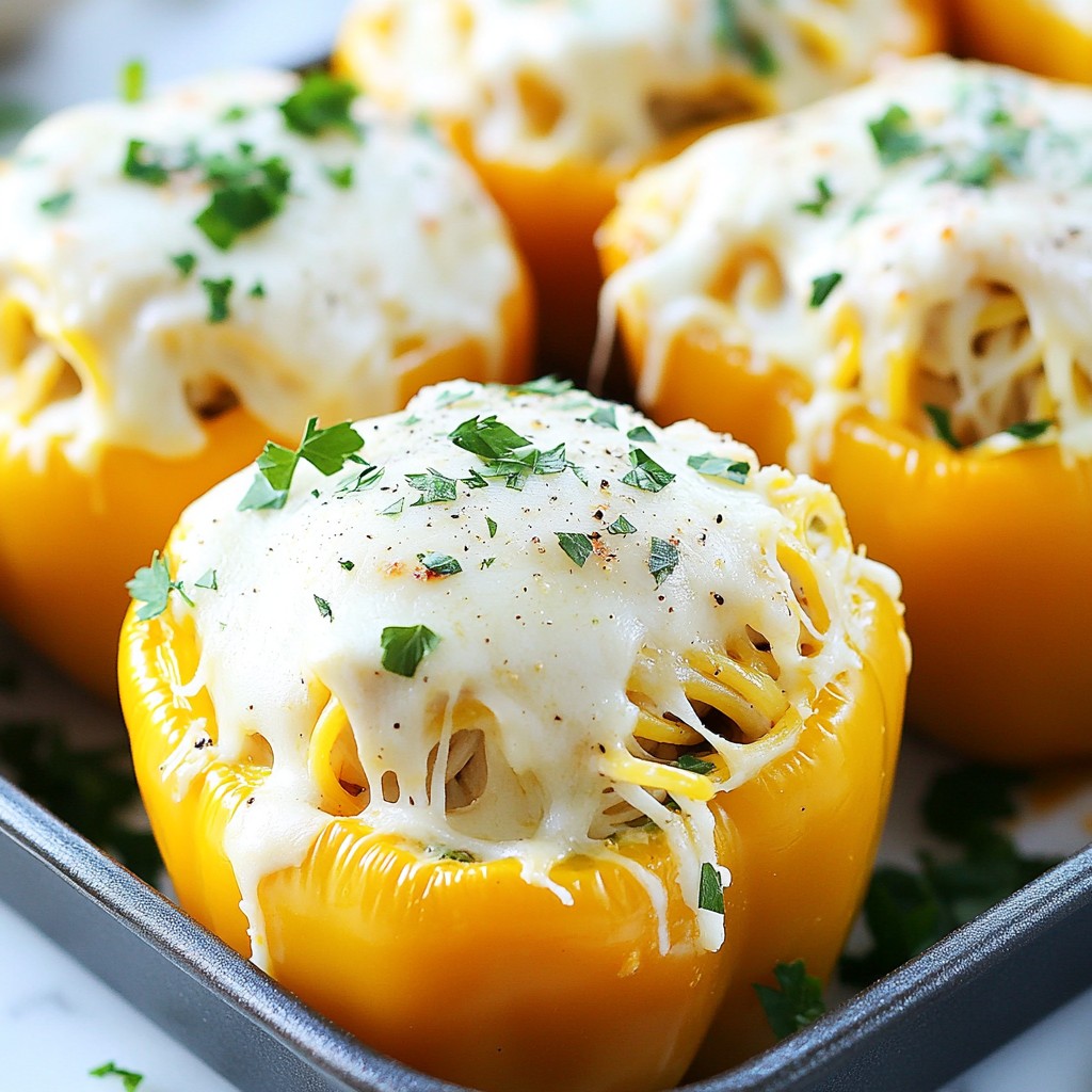 Chicken Alfredo Stuffed Peppers Schmackhaft und Einfach