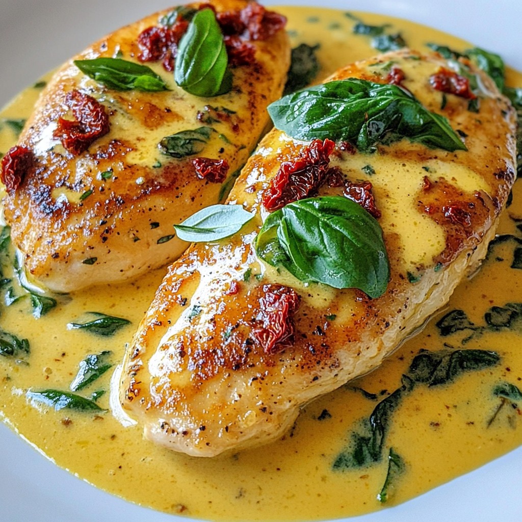 Cremige getrocknete Tomaten Hähnchen leckeres Gericht