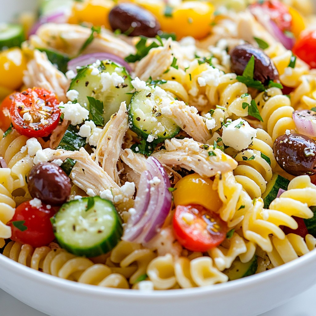 Griechischer Hähnchen-Pasta-Salat Frisch und Nahrhaft