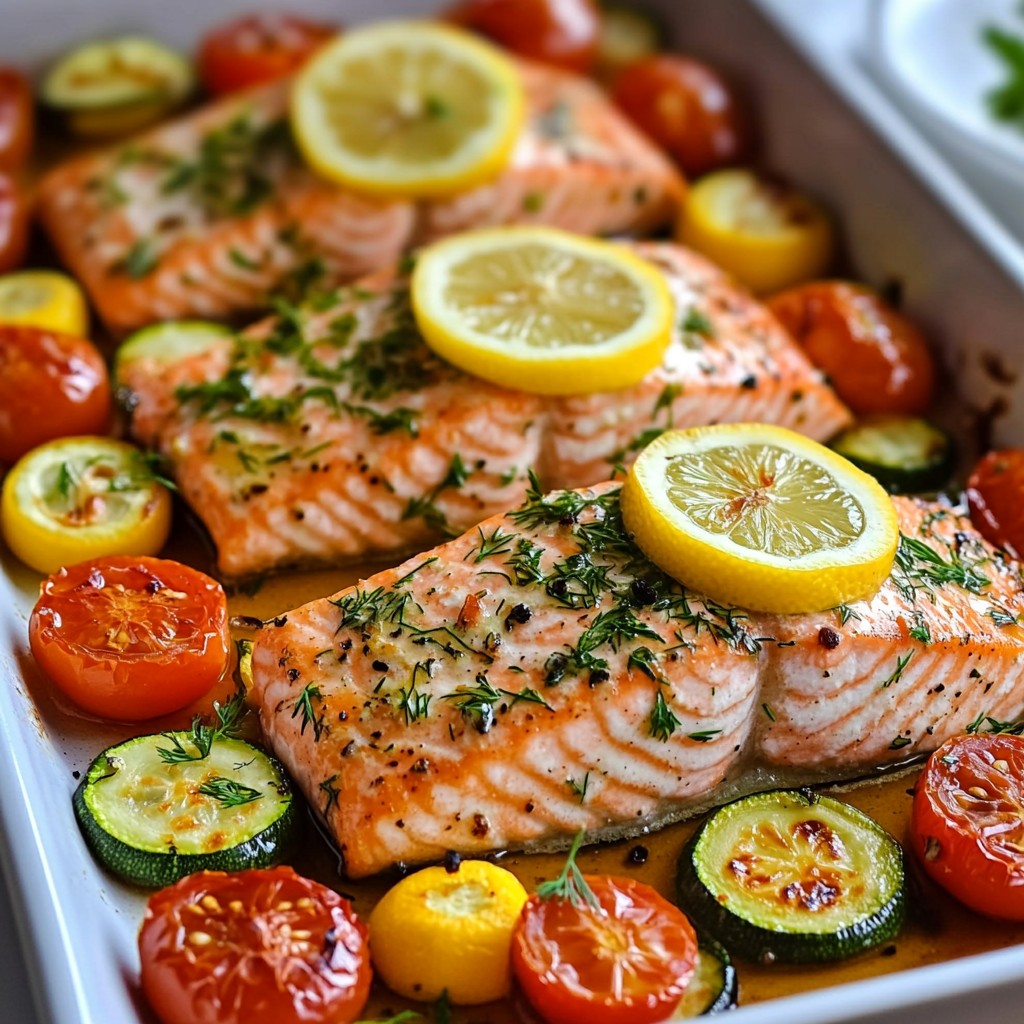 Sheet Pan Lemon Herb Salmon Einfach und Lecker