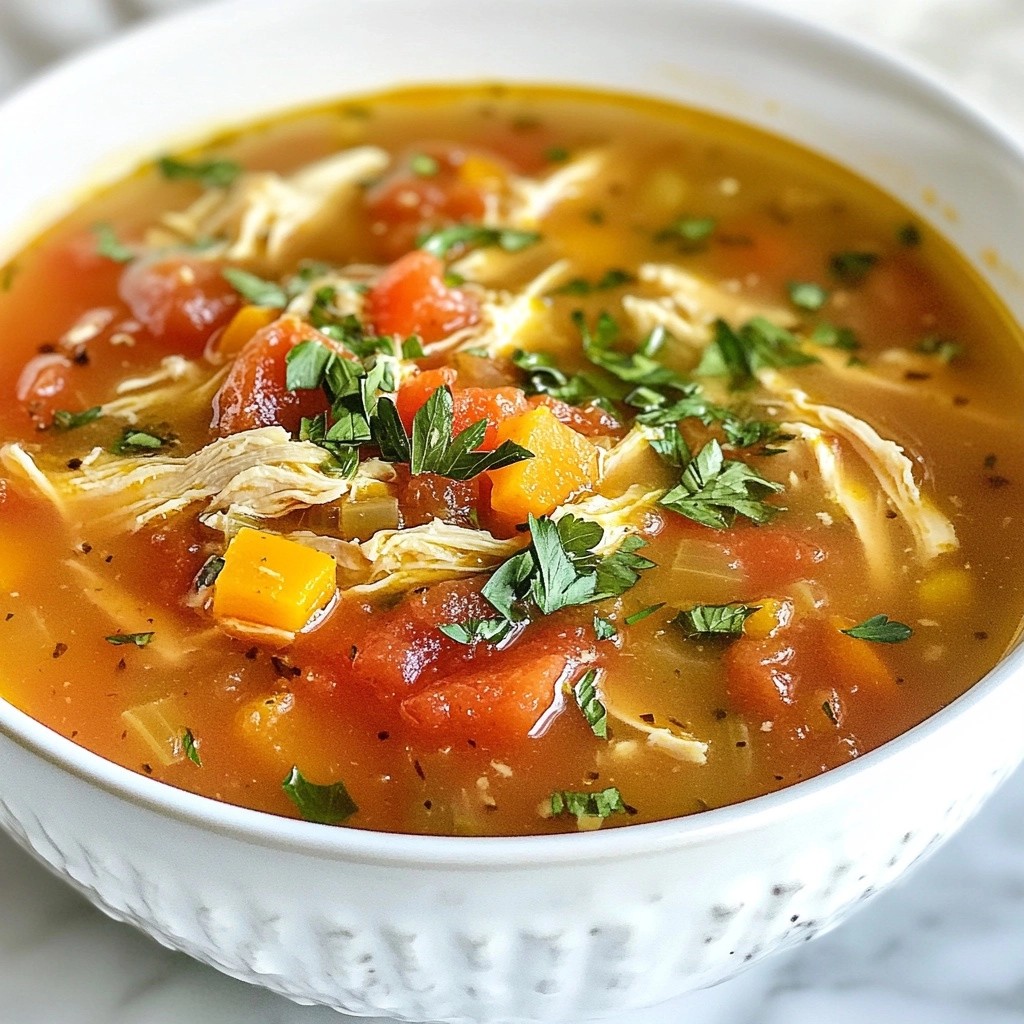 Herzhaftes Instant Pot Hühner-Tomaten-Süppchen