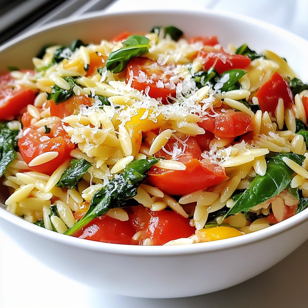 Tomato Spinach One Pot Orzo Einfaches und gesundes Rezept