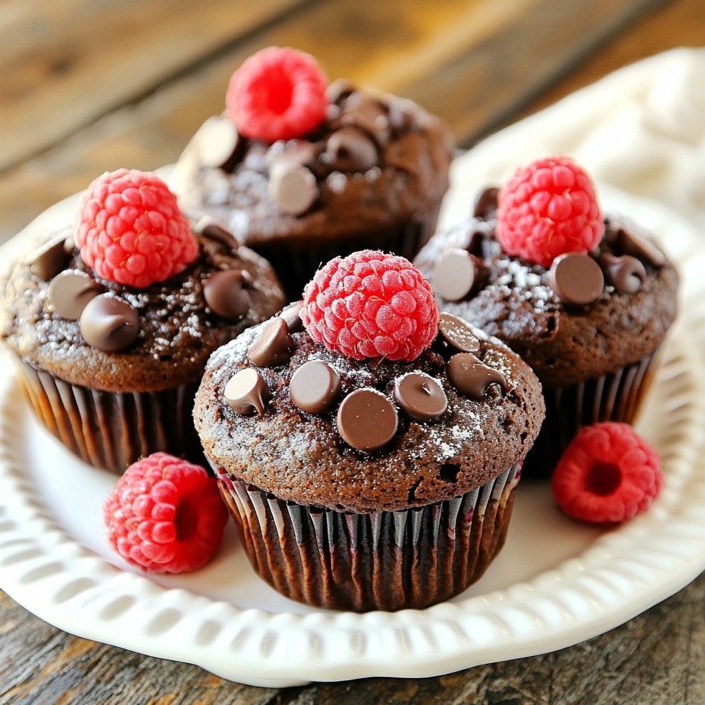 Dunkle Schokoladen-Himbeer-Muffins Lecker und Einfach