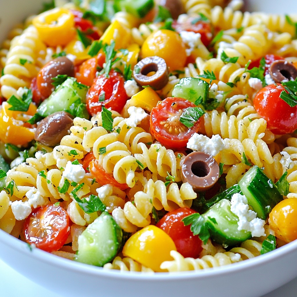 Griechischer Nudel-Salat mit Feta Frisch und Lecker