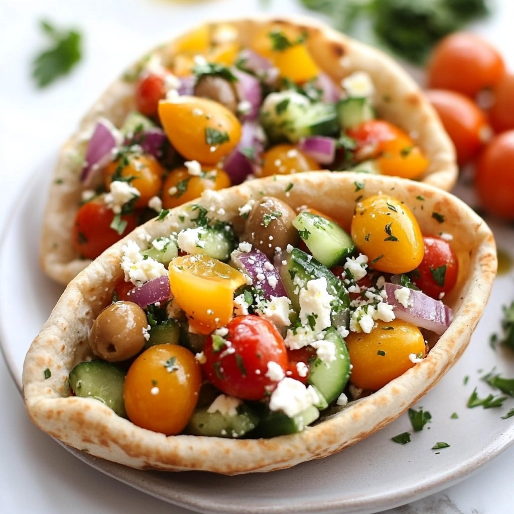 Griechischer Salat gefüllte Pitas für frische Gerichte