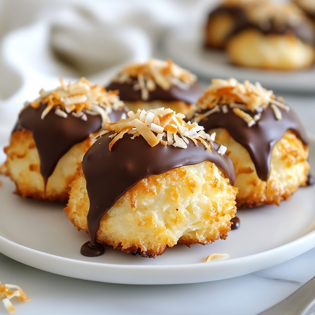 Schokoladendippte Kokosmakronen Einfaches Rezept