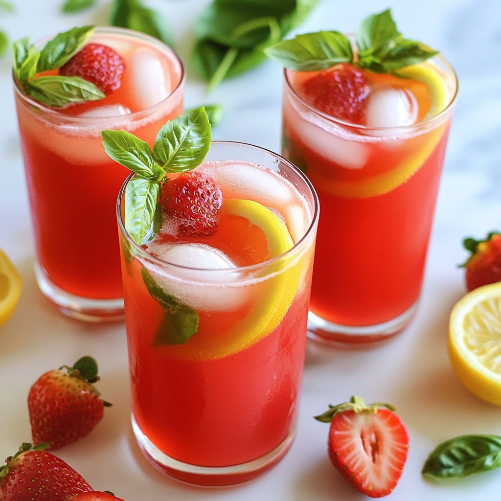 Strawberry Basil Lemonade Frisch und Erfrischend