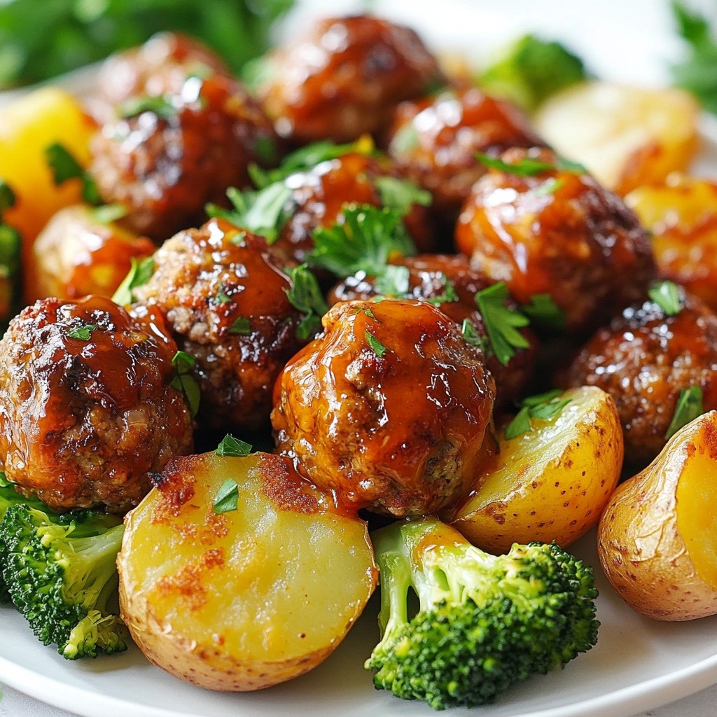 Sheet-Pan BBQ Fleischbällchen Dinner Lecker und Schnell