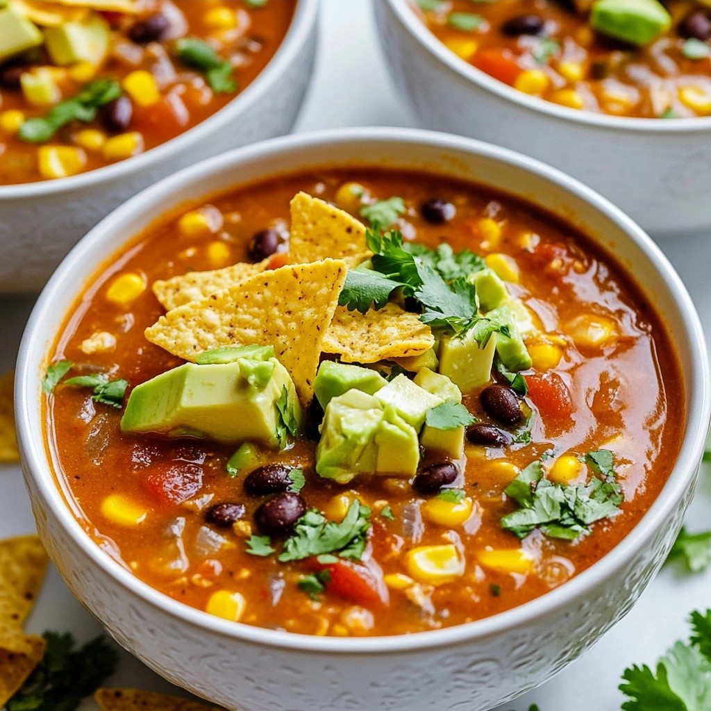 Spicy Instant Pot Tortilla Soup mit Avocado Rezept