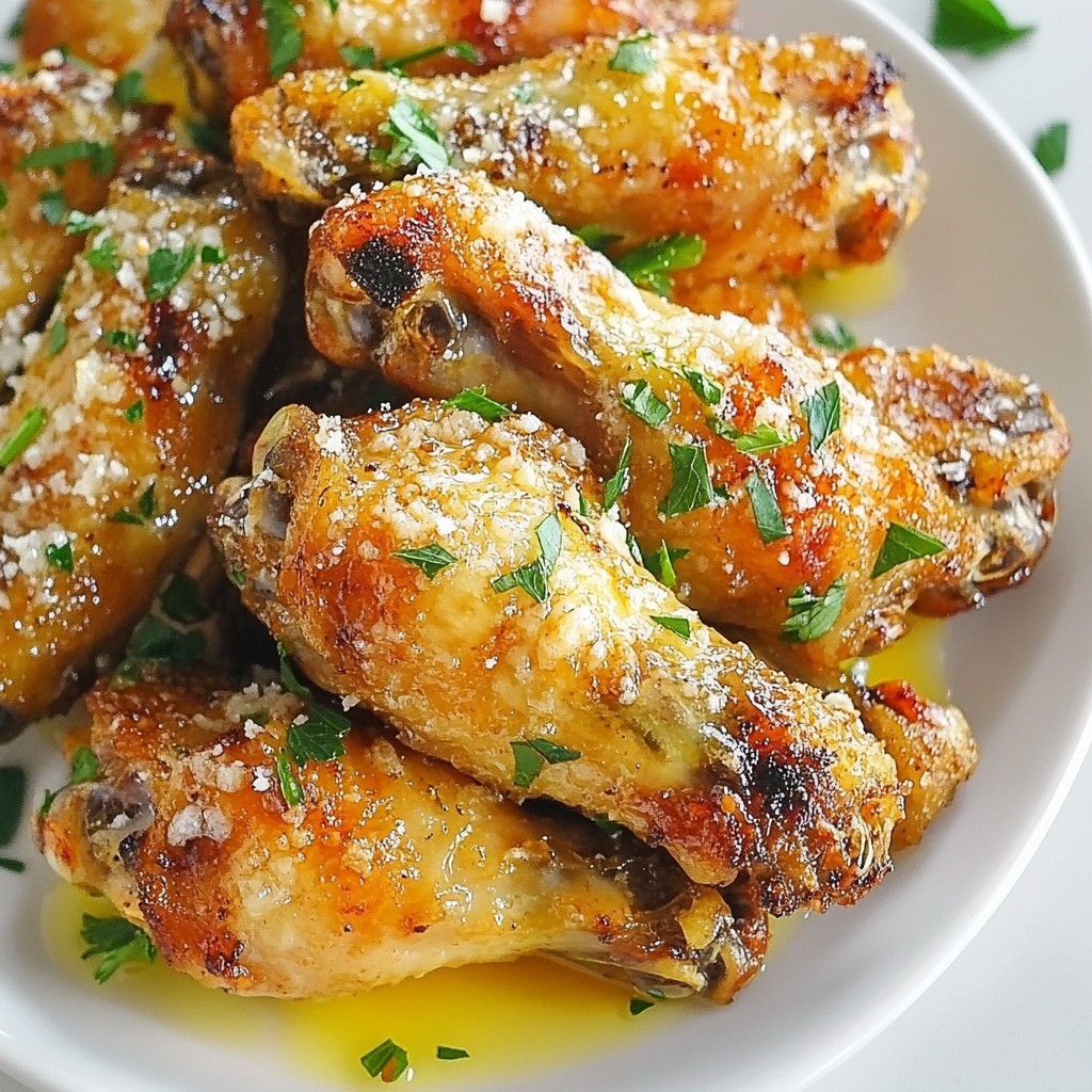 Knoblauch Parmesan Hähnchenflügel saftig und lecker