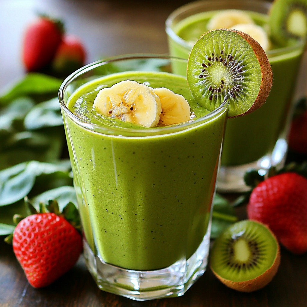 Erdbeer Kiwi Spinat Smoothie Frisch und Gesund