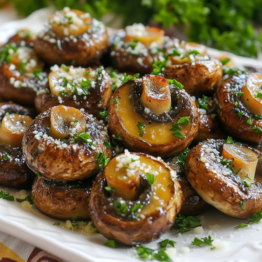 Knoblauchbutter geröstete Champignons köstliche Beilage