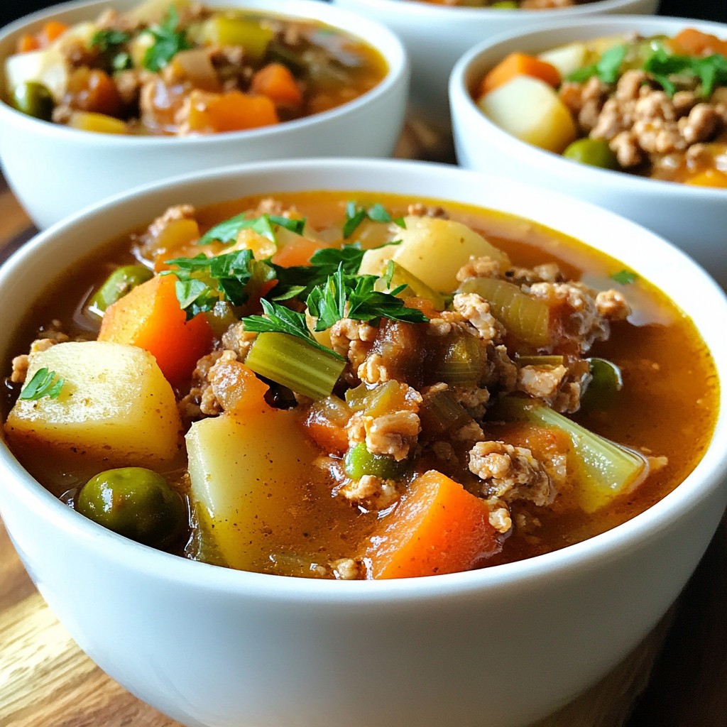 Herzhafter Instant Pot Truthahn und Gemüse Eintopf