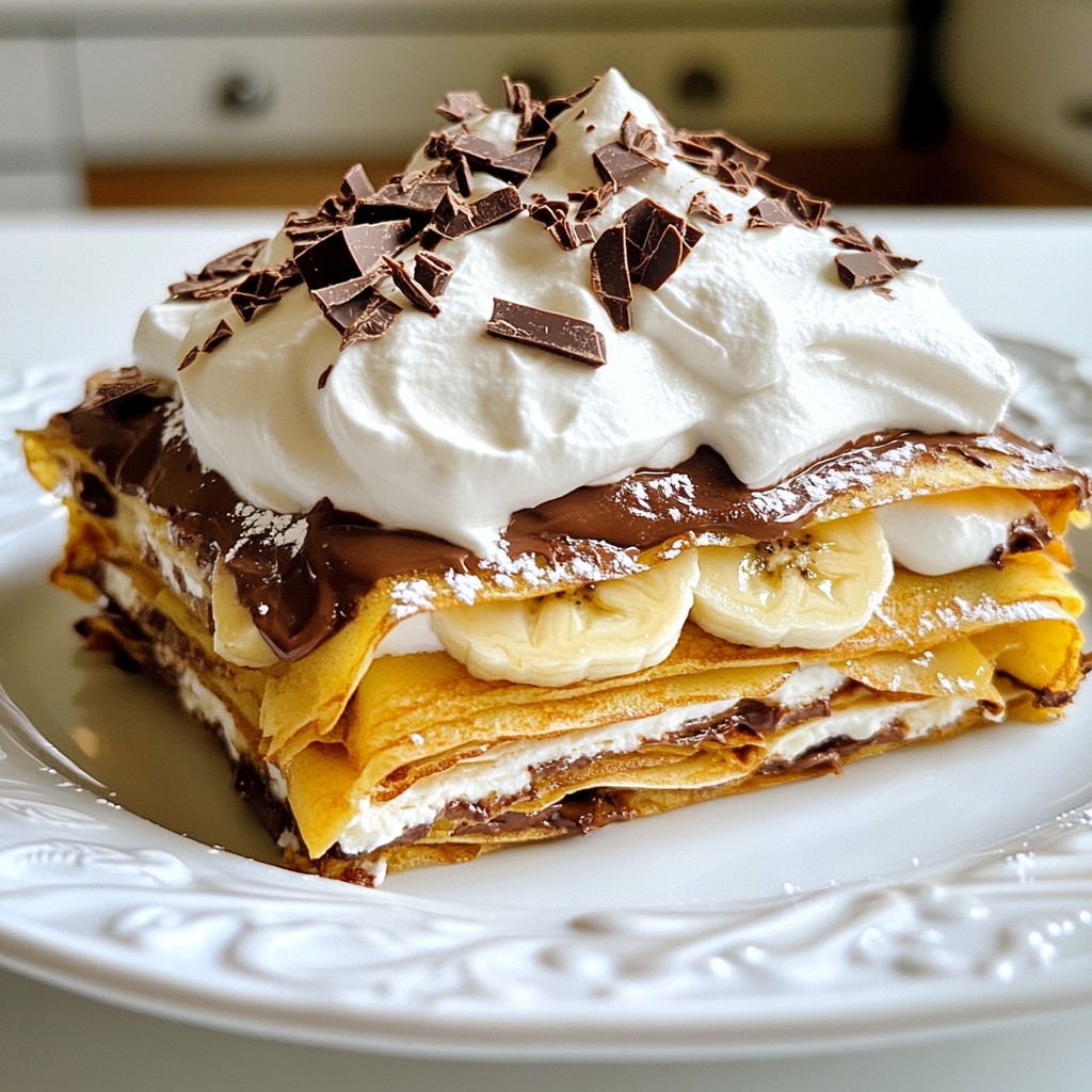 Schokoladen-Bananen-Crêpe-Kuchen Einfache Dessertidee