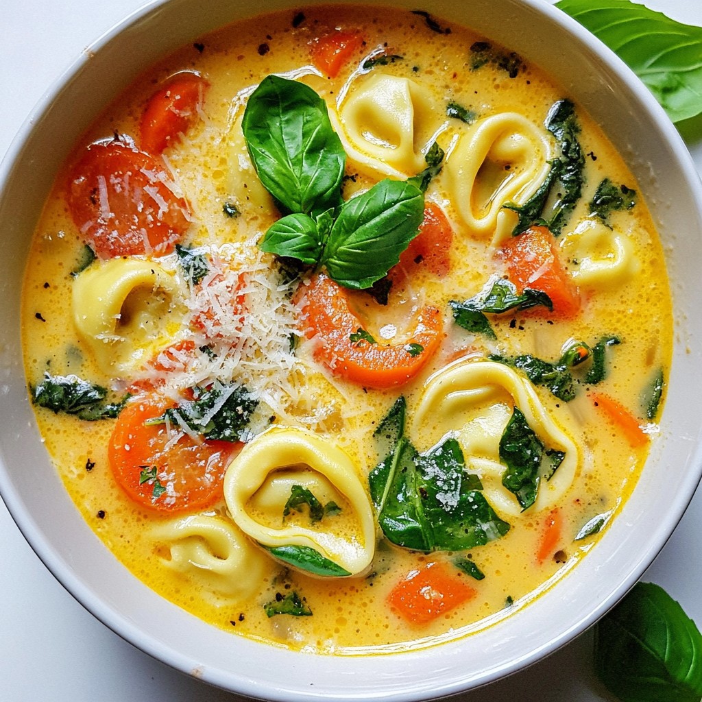 Cremige Tuscan Tortellini-Suppe Einfaches Rezept