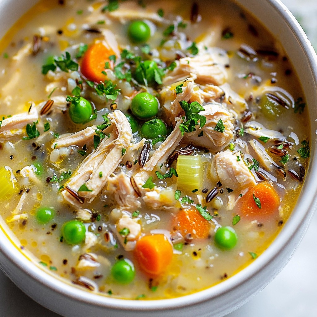 Herzhafte Instant Pot Hähnchen und Wildreis Suppe