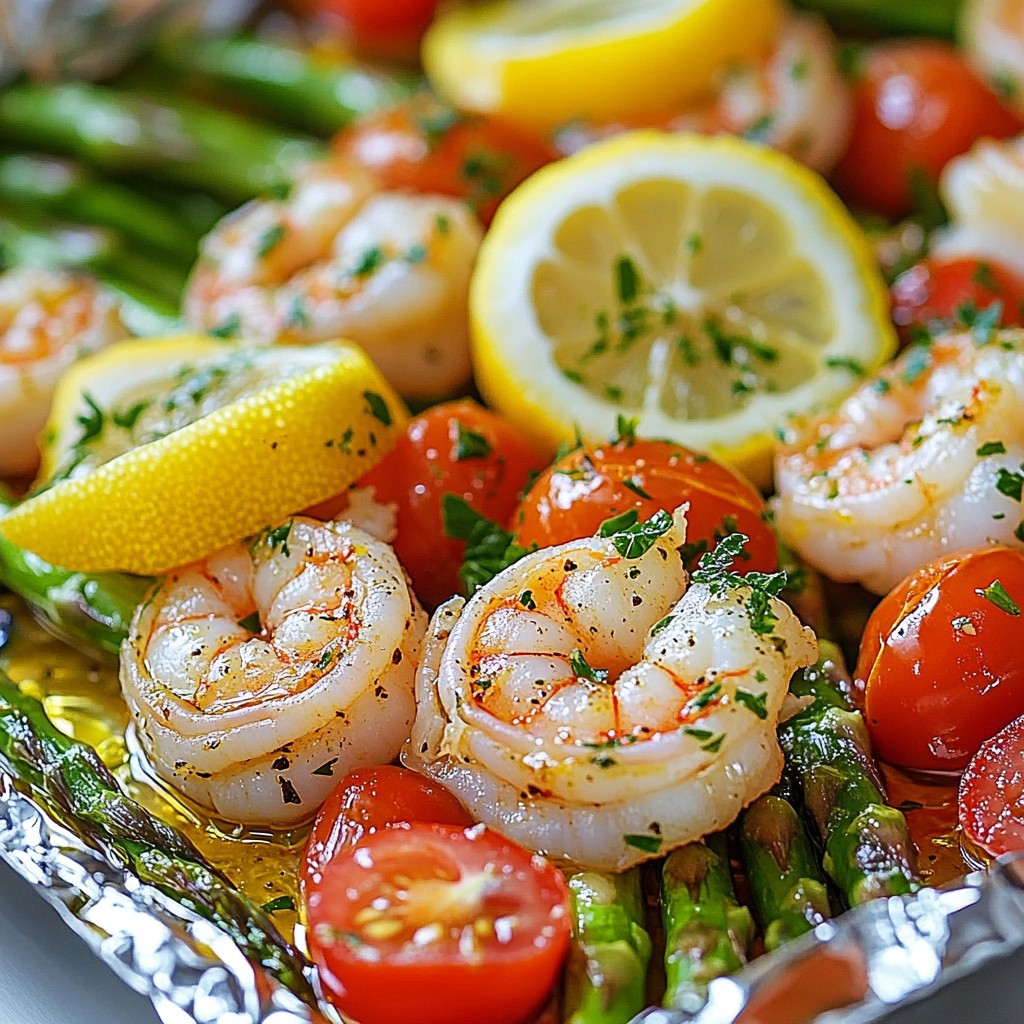 Lemon Garlic Shrimp Foil Packs Einfache und Schnelle Mahlzeit