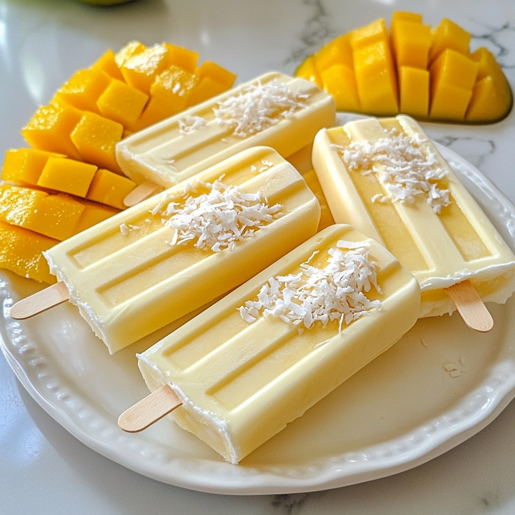 Mango Coconut Popsicles erfrischender Sommer Snack