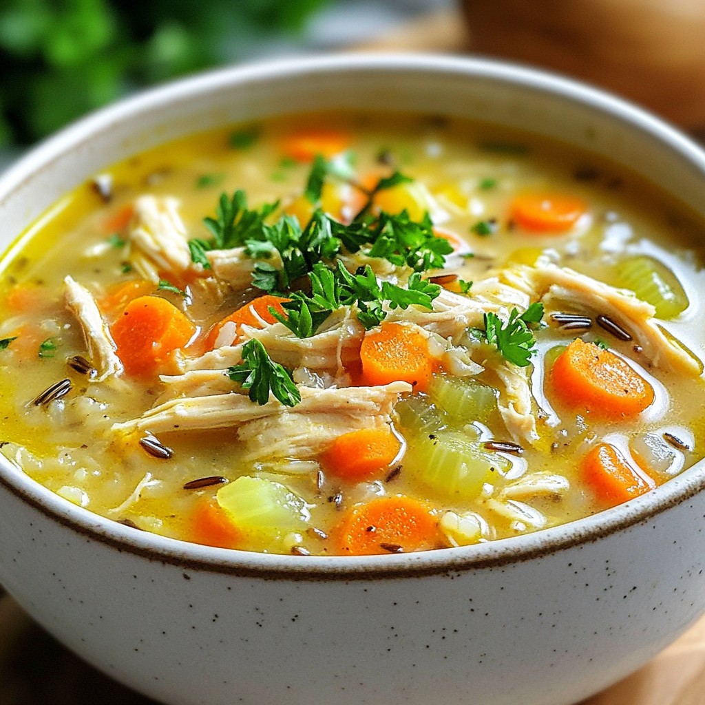 Herzhaftes Instant Pot Hähnchen mit Wildreis Suppe