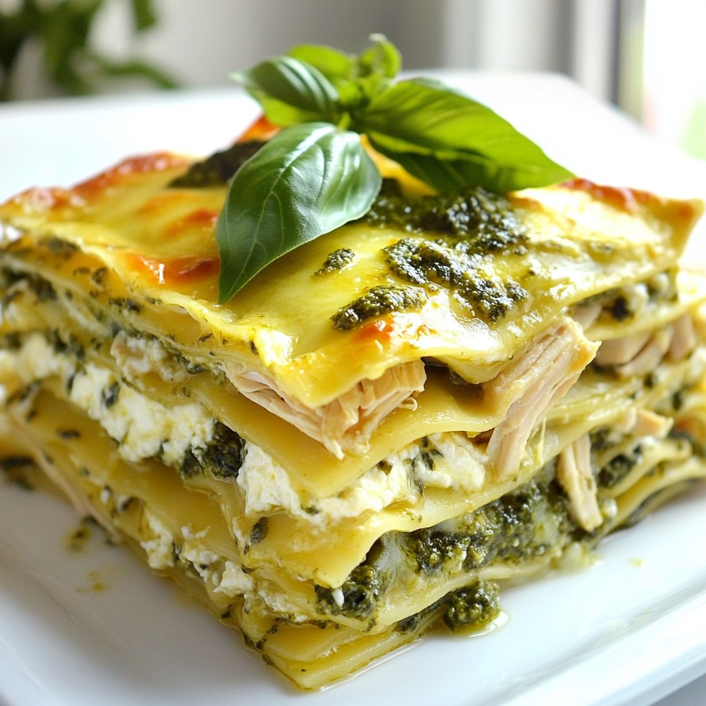 Cremige Pesto Hühnchen Lasagne Geschmackvoll und Einfach