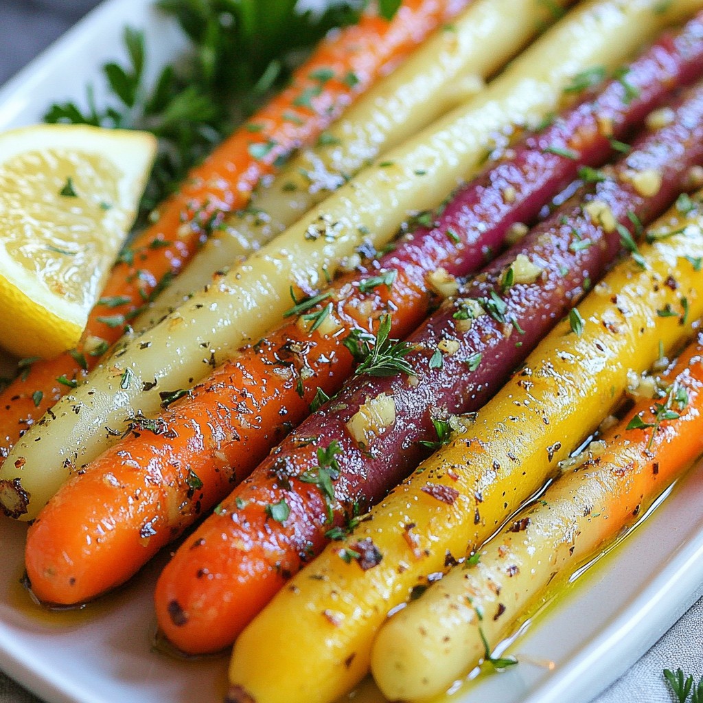 Knoblauch-Kräuter-Geröstete Regenbogenmöhren Lecker