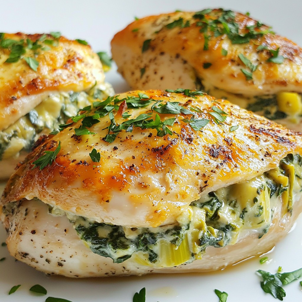 Spinat-Artischocken gefülltes Hähnchen köstlich zubereiten