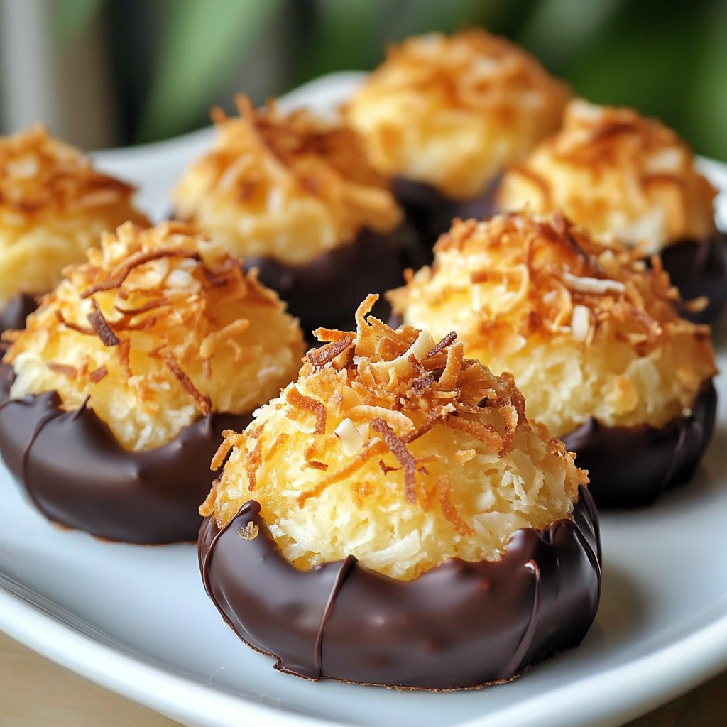Schokoladenüberzogene Kokosmakronen Köstliche Leckerbissen