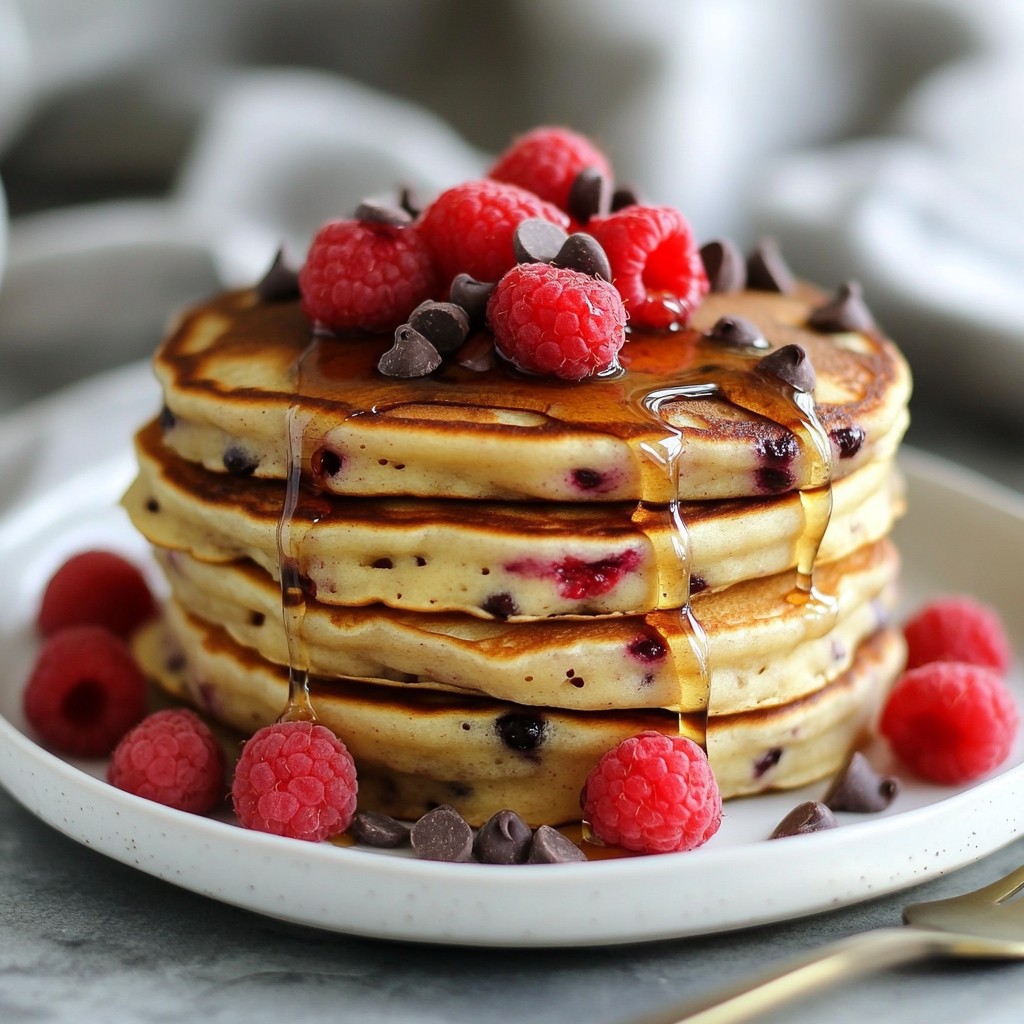 Raspberry Chocolate Chip Pancakes Köstliches Rezept