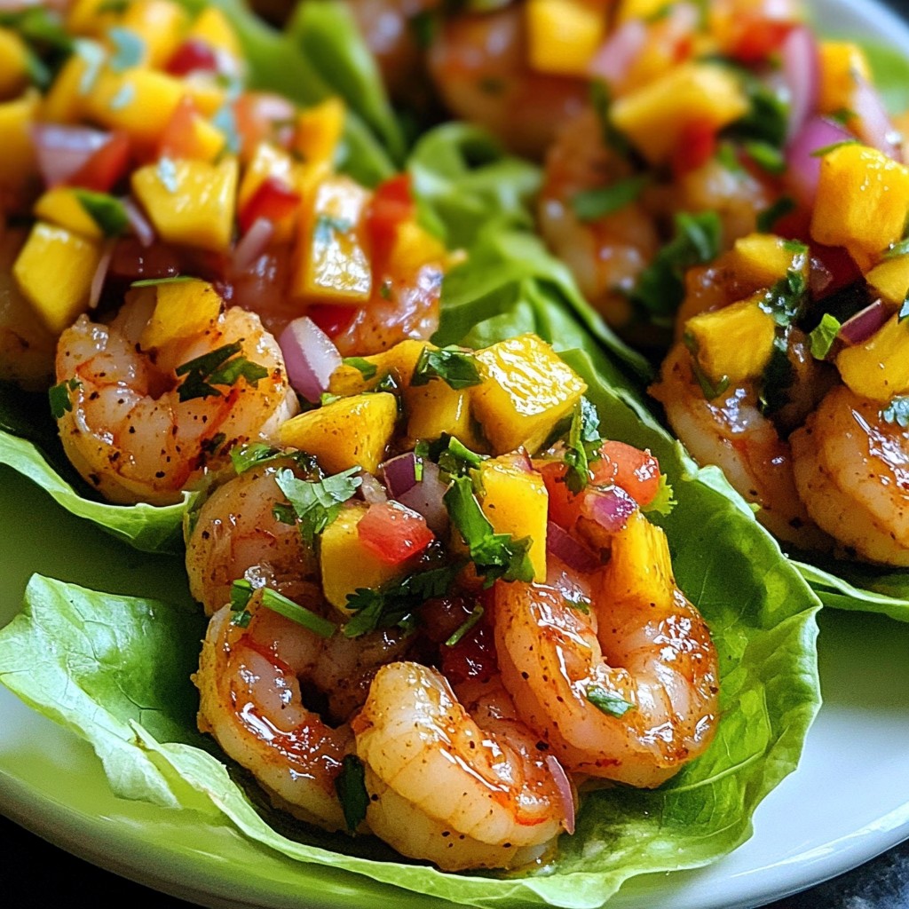 Mango Chili Shrimp Lettuce Wraps Frisch und Köstlich