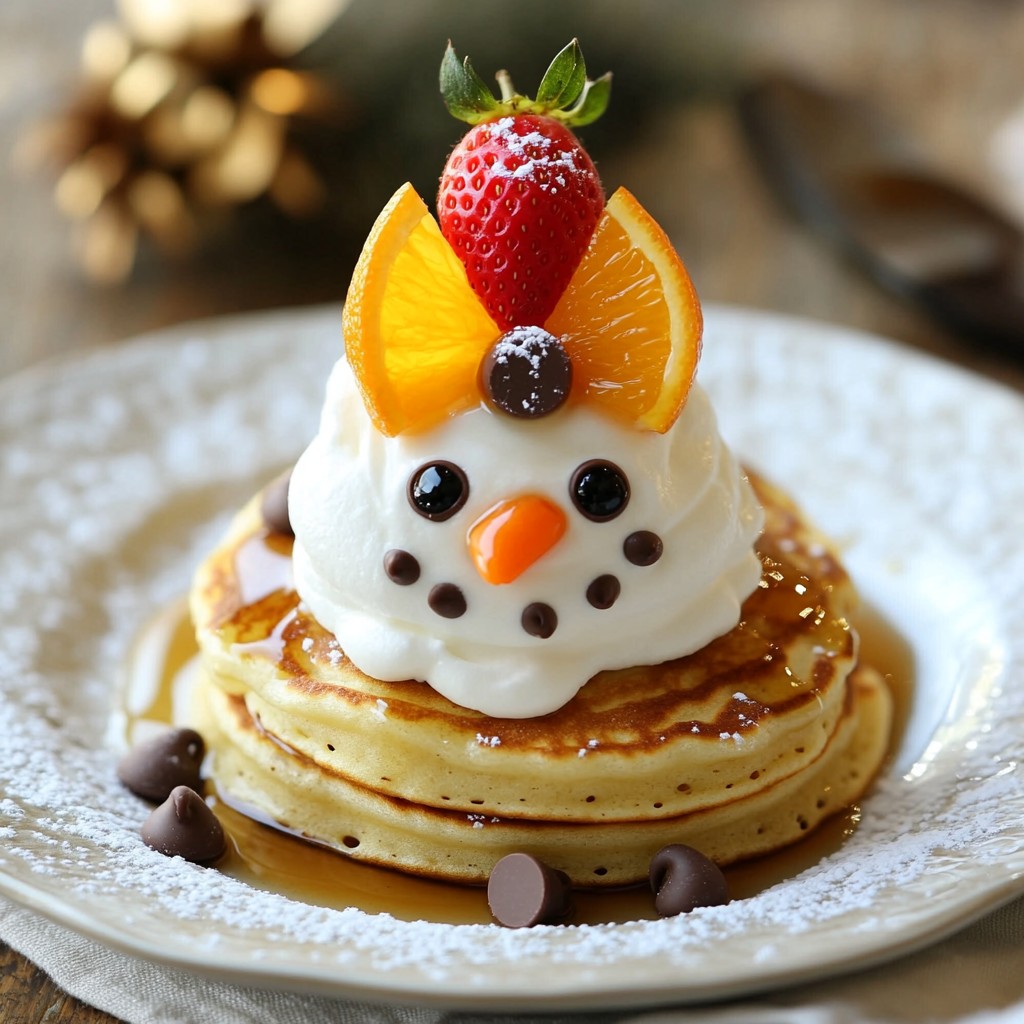 Schneemann-Pfannkuchen-Stapel Einfache und leckere Idee