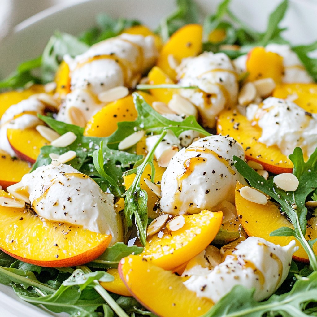 Peach Burrata Arugula Salad Frisch und Köstlich
