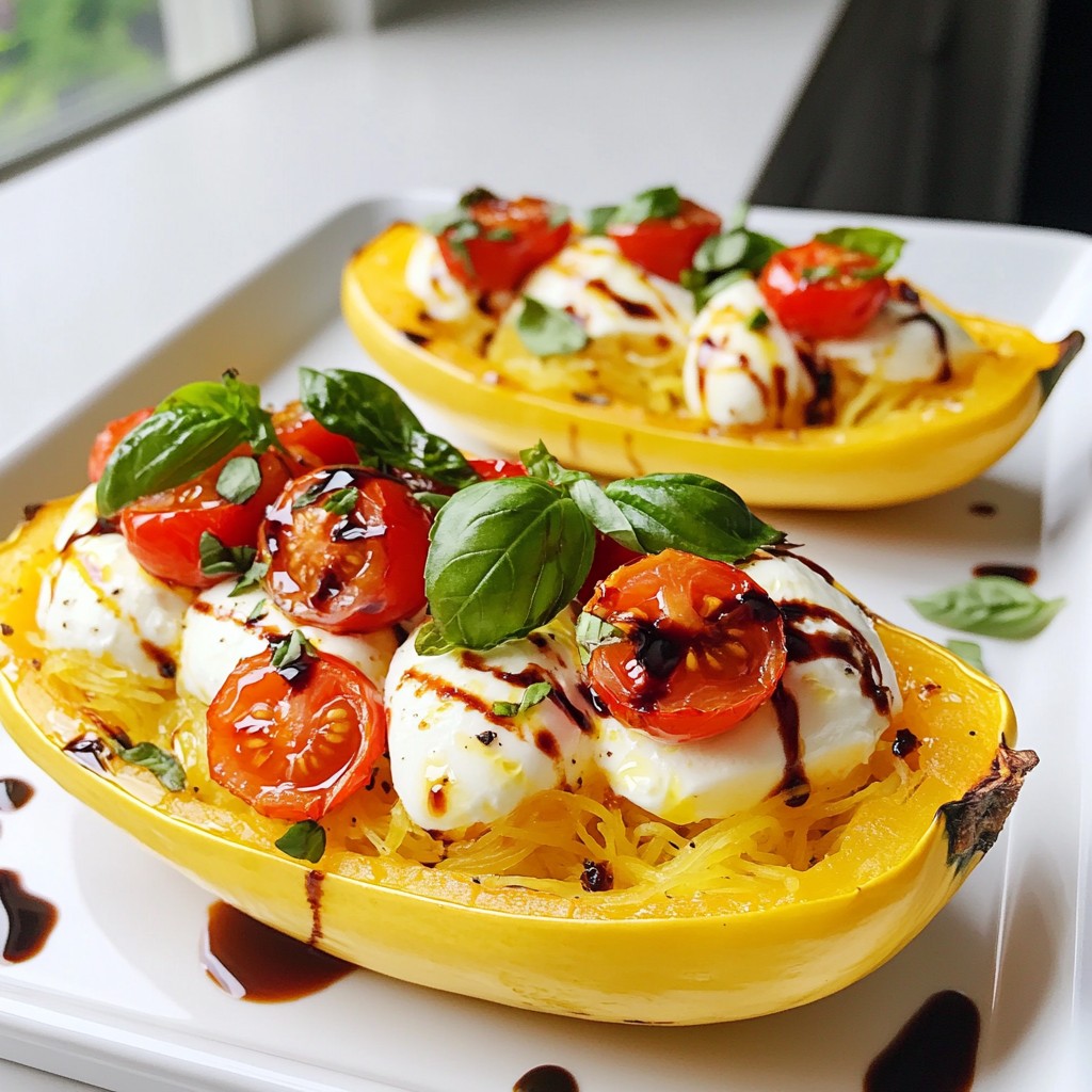 Margherita Spaghetti Squash Boats Einfaches Rezept