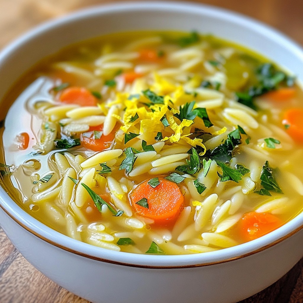 Griechische Zitronen-Orzo-Suppe frisch und herzhaft