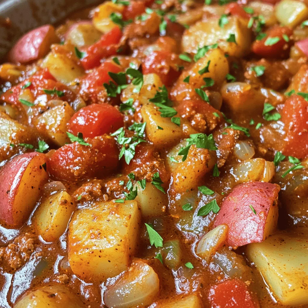 Das Saucy Hungarian Red Potato Goulash hat einige wichtige Bestandteile. Die Hauptzutat sind rote Kartoffeln. Sie geben dem Gulasch einen tollen Geschmack und eine schöne Textur. Rote Kartoffeln sind festkochend. Sie bleiben beim Kochen stabil und machen das Gericht herzhaft.